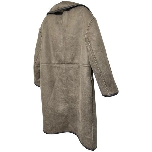 Something Navy Reversible Faux Shearling Coat Sz L Gray - Picture 12 of 15